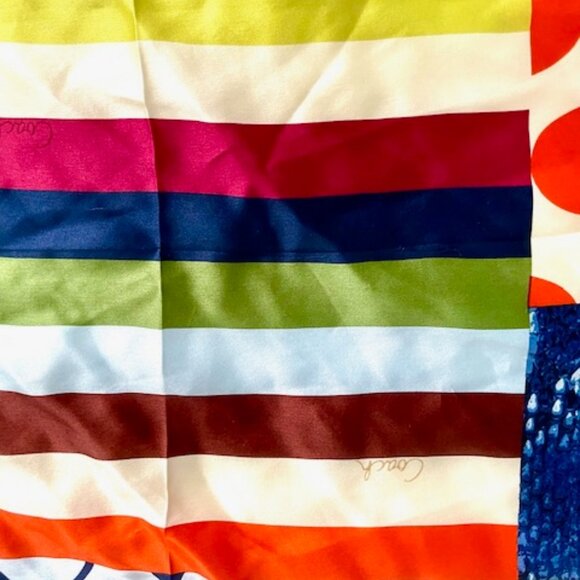 Coach Multicolor Patchwork Silk Scarf 21 x 21 - Picture 3 of 5